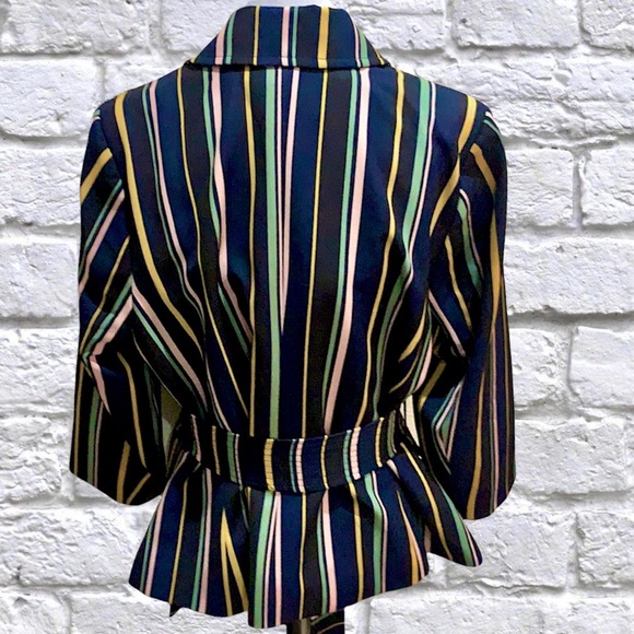 ELOQUII Striped tie waist blazer Jacket - Picture 6 of 10